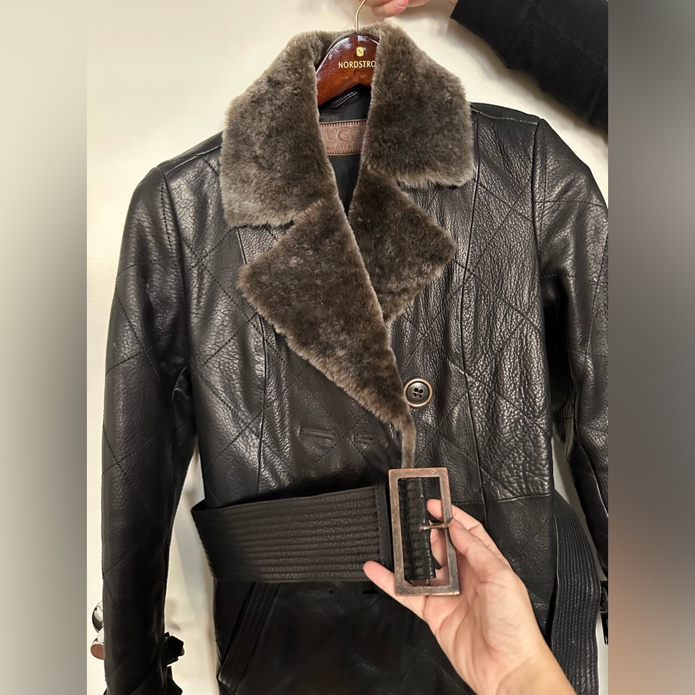 Brown Leather Ugg Jacket, M